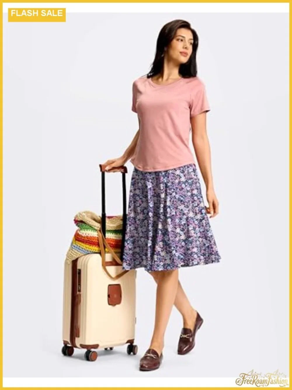 24-inch Long Skort with Pockets, High Waist, Built-in Shorts, Stretchy